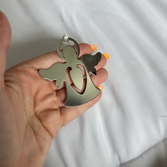 2.5" Silver Nickel Plated Angel Engravable Bookmark White Tassel Holiday - Picture 4 of 5